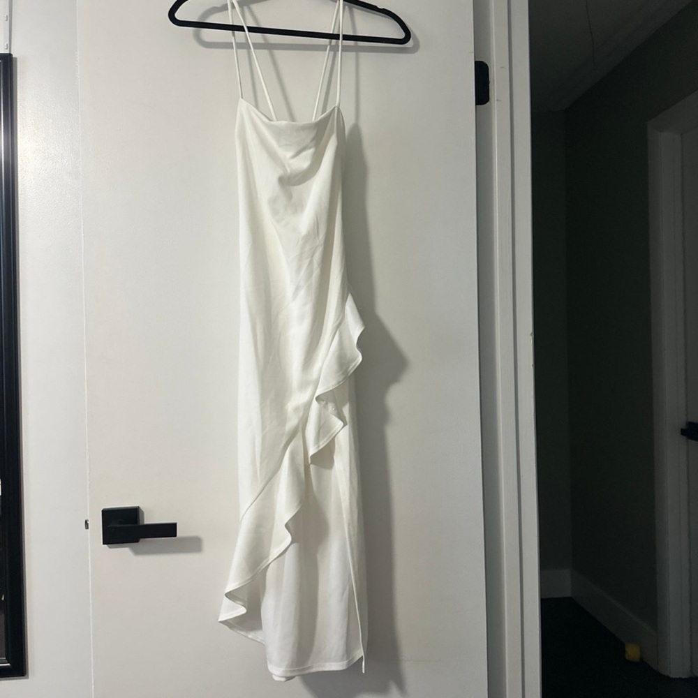 Windsor White Asymmetrical Ruffle Dress